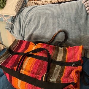 Bolivian cotton carpet bag. BNWOT. 22” x 10” x 10”. Perfect carry on bag